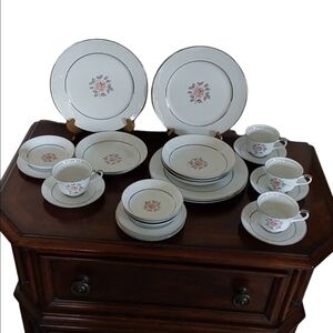 Empress China Made In Japan Platinum "PASADENA"‎ 4 Place Setting Dinnerware 20pc